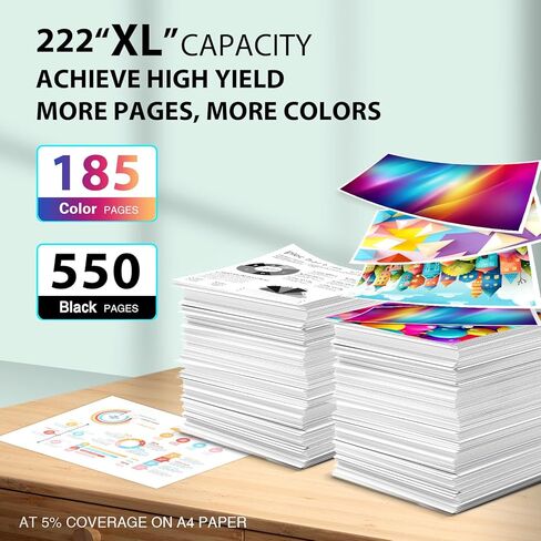Paeolos Remanufactured Ink Cartridge Replacement for Epson 222 Ink Cartridges Combo Pack XP5200 Work for Expression Home XP-5200 Workforce WF-2960 WF2960 Printer Multipack, Black Cyan Magenta Yellow in Saudi Arabia