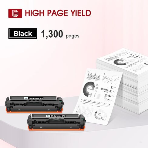 خرطوشة حبر سوداء 075 075H LBP646Cdw MF665CDW MF663Cdw بديلة متوافقة لطابعة Canon 075 Black ImageCLASS MF660c MF662CDW LBP647Cdw LBP640c حبر عالي الإنتاجية (عبوة من قطعتين) in Kuwait