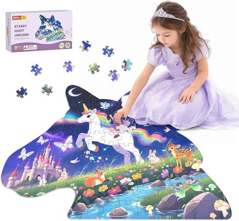 ELX Rainbow Unicorn Floor Puzzle for Girls Kids 4-6, 32 Piece Large Jigsaw Puzzles for Toddler, Fantasy Kids Puzzle Mat for Ages 3-5 Preschool Learning Educational Puzzles Toys Great Gifts in Saudi Arabia