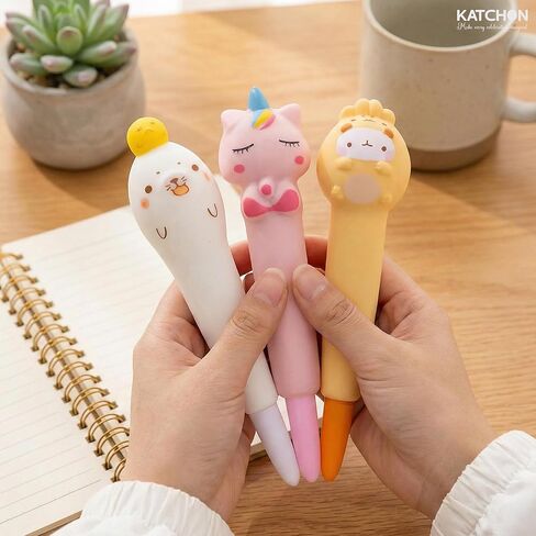 KatchOn, Squishy Pen Gifts for Classroom - 3 Pcs | Kawaii Kpop Pens, Cute Gel Pens for School, Office Desk | Back to School Supplies, Pastel Colors Fine Point Smooth Writing, Journaling, School in Kuwait