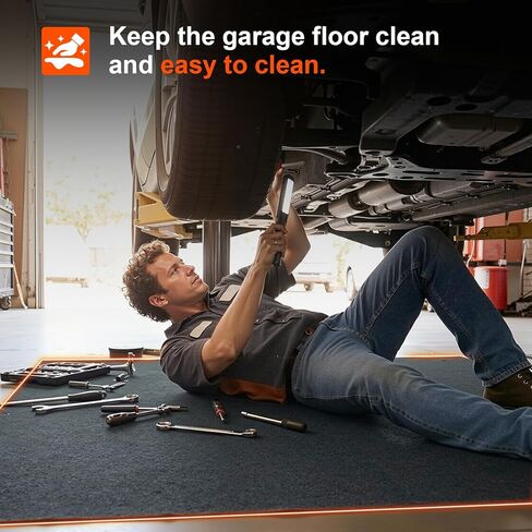 Heavy Duty Oil Spill Mat for Garage Floor, Extra Thick Absorbent with Anti-Slip Rubber Backing, Reusable Under Car Leak Pad (7.9" x16FT) in Saudi Arabia
