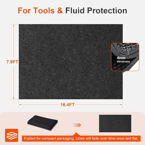 Heavy Duty Oil Spill Mat for Garage Floor, Extra Thick Absorbent with Anti-Slip Rubber Backing, Reusable Under Car Leak Pad (7.9" x16FT) in Saudi Arabia