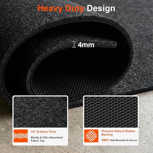 Heavy Duty Oil Spill Mat for Garage Floor, Extra Thick Absorbent with Anti-Slip Rubber Backing, Reusable Under Car Leak Pad (7.9" x16FT) in Saudi Arabia