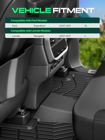 YHTAUTO Cargo Mat Compatible with Ford Expedition & Lincoln Navigator 2007-2017 EL L, TPE Floor Liners All-Weather Protection Custom Fit, Cargo Mat, Black in Kuwait