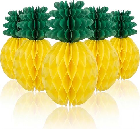 ديكورات حفلات Luau - 5 قطع من قطع مركزية على شكل قرص العسل على شكل أناناس لمستلزمات حفلات أعياد الميلاد ذات طابع هاواي | ديكورات الحفلات الاستوائية لحمام سباحة الشاطئ الصيفي in Kuwait