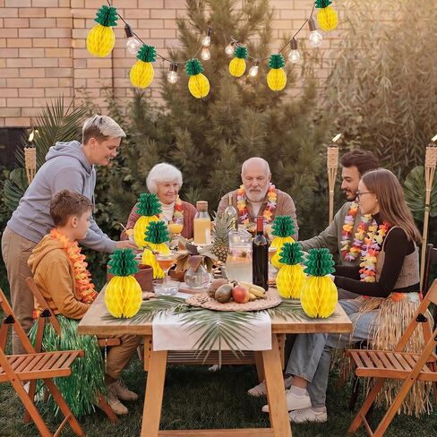 ديكورات حفلات Luau - 5 قطع من قطع مركزية على شكل قرص العسل على شكل أناناس لمستلزمات حفلات أعياد الميلاد ذات طابع هاواي | ديكورات الحفلات الاستوائية لحمام سباحة الشاطئ الصيفي in Kuwait
