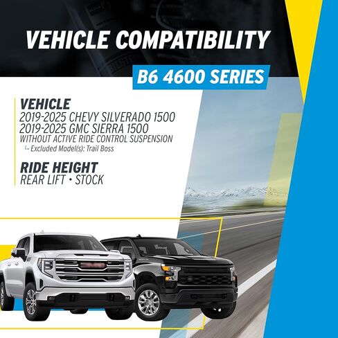 Bilstein Pair of Rear B6 4600 Series Shocks Compatible with 2019-2025 Silverado/Sierra 1500 w/o Active Ride Control Suspension and with 0" Rear Lift excl. Trail Boss Models in Kuwait
