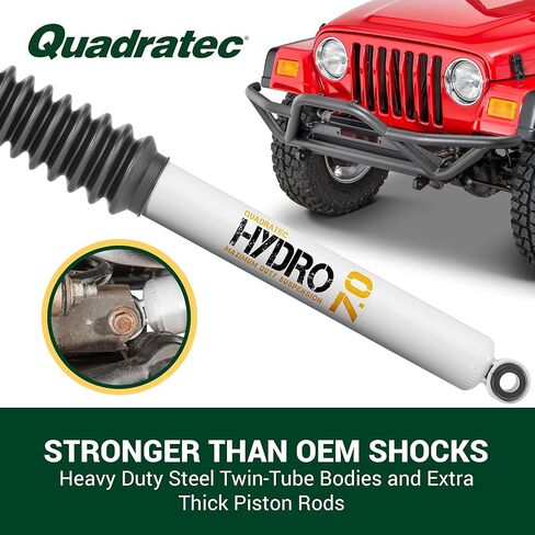Quadratec Maximum Duty Hydro 7.0 Front and Rear Shock Absorber Kit, Set of 4 Shocks - Fits Jeep Cherokee XJ, Wrangler TJ, LJ 1984-2006 with 3.5" - 4" Lift - For Mild to Moderate Offroad Use in Saudi Arabia