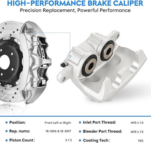 Front Brake Calipers for Dodge Charger 2006-2021, Challenger 09-20, for Chrysler 300 05-20, 200 13-14, for Magnum/Avenger/Caliber, Driver & Passenger Side, Replace 18-5016 18-5017, 2PCS w/Bracket in Saudi Arabia