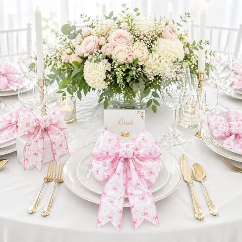 4 Rolls Pink Bow Ribbon Set, 2.5 Inch x 5 Yards Wired Craft Ribbon for Baby Girl Shower, Bridal Shower, Gift Wrapping, Wreath Bows, Birthday Party Decor in Saudi Arabia