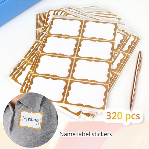 ZZTX Name Tag Stickers, 2"x 3" Name Labels, Blank Write-On Decorative Self-Adhesive Stickers for Gift, Storage, Office & School Organization, 320 Pack in Kuwait