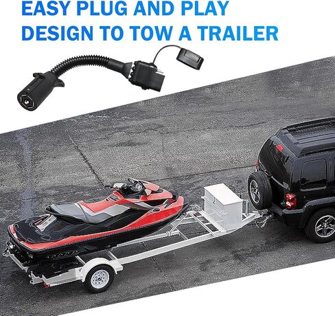 7 Pin to 4 Pin Trailer Adapter, Plug Play 7 Way Blade to 4 Way Harness Cable Converter, Waterproof High-power Pigtail Wiring Harness, Universal for RVs Trailers (Black) in Saudi Arabia