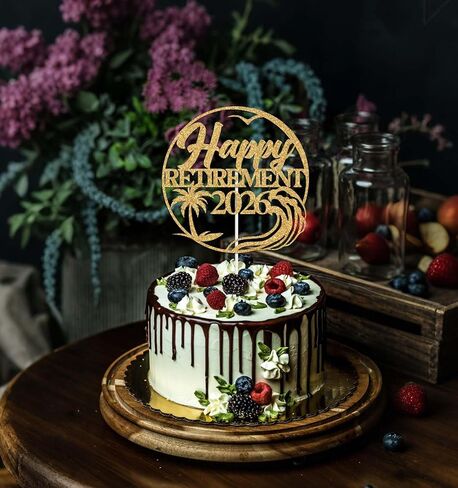 Happy Retirement 2026 Cake Topper, I’m Retired Cake Decor, Happy Retirement Party Decorations, Retiring Decoration for Man/Woman, Farewell/Going Away Party Decor Gold Glitter in Saudi Arabia