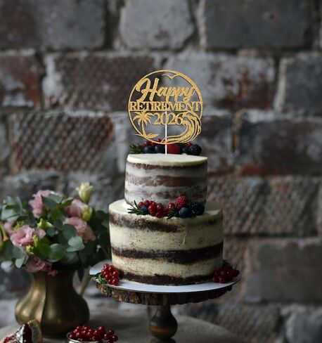 Happy Retirement 2026 Cake Topper, I’m Retired Cake Decor, Happy Retirement Party Decorations, Retiring Decoration for Man/Woman, Farewell/Going Away Party Decor Gold Glitter in Saudi Arabia