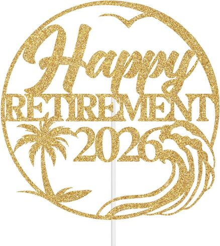 Happy Retirement 2026 Cake Topper, I’m Retired Cake Decor, Happy Retirement Party Decorations, Retiring Decoration for Man/Woman, Farewell/Going Away Party Decor Gold Glitter in Saudi Arabia