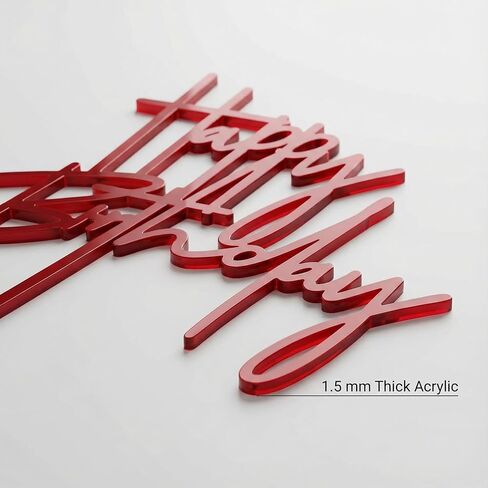 Acrylic Birthday Cake Topper - 5.3'' x 7.2'' Red Happy Birthday Sign for Party Supplies, Cake Decorations and Anniversary in Saudi Arabia