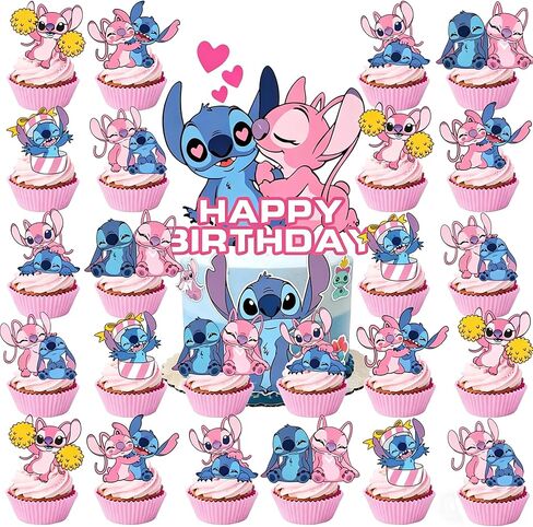 25pcs Cartoon Best Friends Cake Toppers Cupcake Toppers Cake Decorations Birthday Party Supplies Decorations in Kuwait