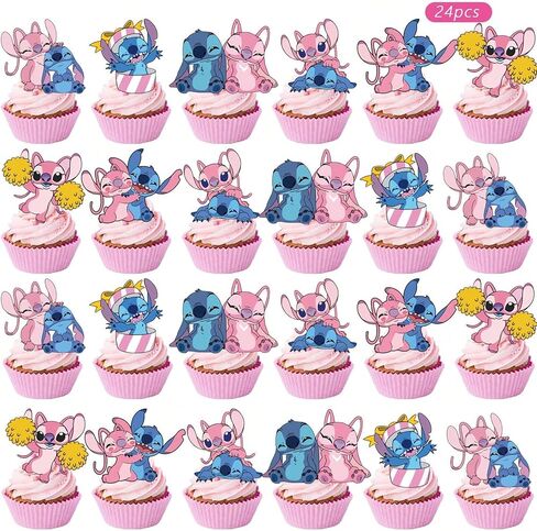 25pcs Cartoon Best Friends Cake Toppers Cupcake Toppers Cake Decorations Birthday Party Supplies Decorations in Kuwait