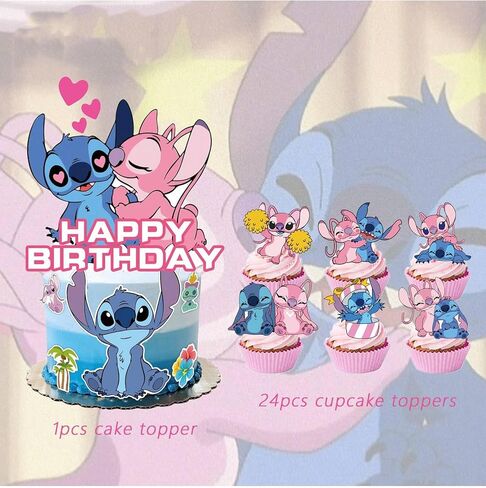 25pcs Cartoon Best Friends Cake Toppers Cupcake Toppers Cake Decorations Birthday Party Supplies Decorations in Kuwait