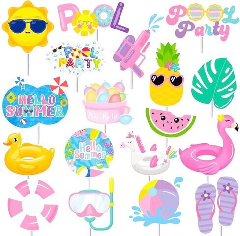 36Pcs Summer Pool Party Cake Toppers Pool Party Decorations Water Birthday Party Supplies in Saudi Arabia