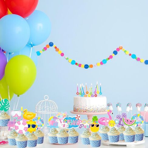 36Pcs Summer Pool Party Cake Toppers Pool Party Decorations Water Birthday Party Supplies in Saudi Arabia
