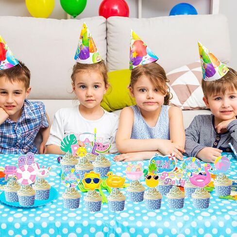 36Pcs Summer Pool Party Cake Toppers Pool Party Decorations Water Birthday Party Supplies in Saudi Arabia
