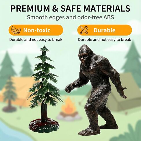 Camping Cake Topper Set with Bigfoot, 14 Pcs Individually Wrapped & Reusable for Hygiene, Lifelike Sasquatch, Tent, Birthday Signs, for Adults Forest Camper Theme Birthday Party Decorations in Kuwait