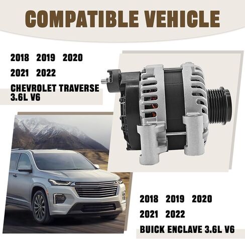 13552642 Alternator Compatible with Chevrolet Traverse 2018-2022 Compatible with Buick Enclave 2018-2022 3.6L V6 170A 12V 6-Groove Pulley Clockwise Replace# 13565647 13545139 in Saudi Arabia