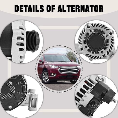 13552642 Alternator Compatible with Chevrolet Traverse 2018-2022 Compatible with Buick Enclave 2018-2022 3.6L V6 170A 12V 6-Groove Pulley Clockwise Replace# 13565647 13545139 in Saudi Arabia