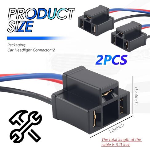 2PCS H4 Female Headlight Connector,18AWG Car Headlight Socket Pigtail Connector as Replacement Accessory,12V 3-pin Car Headlights Pigtail Connectors as Headlights Harness Socket in Saudi Arabia