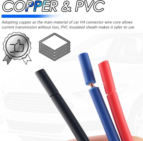 2PCS H4 Female Headlight Connector,18AWG Car Headlight Socket Pigtail Connector as Replacement Accessory,12V 3-pin Car Headlights Pigtail Connectors as Headlights Harness Socket in Saudi Arabia