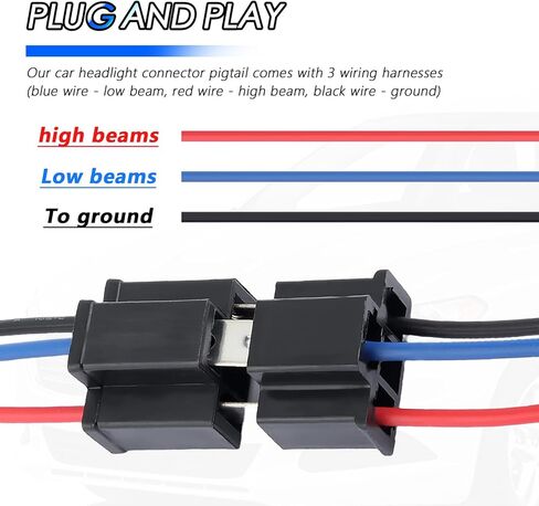 2PCS H4 Female Headlight Connector,18AWG Car Headlight Socket Pigtail Connector as Replacement Accessory,12V 3-pin Car Headlights Pigtail Connectors as Headlights Harness Socket in Saudi Arabia