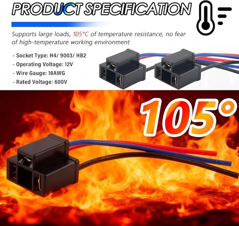 2PCS H4 Female Headlight Connector,18AWG Car Headlight Socket Pigtail Connector as Replacement Accessory,12V 3-pin Car Headlights Pigtail Connectors as Headlights Harness Socket in Saudi Arabia