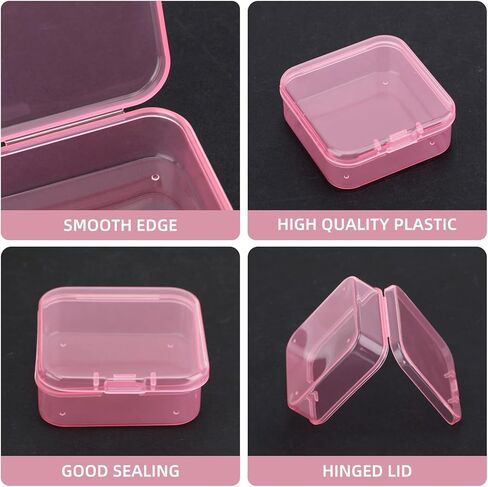 30 Pcs Small Clear Plastic Bead Organizer Box, Pink Box-Bead Organizer Box with Stickers, Mini Craft Storage Boxs with Hinged Lid, Stackable & Portable Boxs for Jewelry, Diamond Art, Small Parts in Saudi Arabia