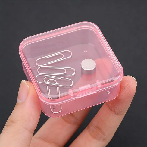 30 Pcs Small Clear Plastic Bead Organizer Box, Pink Box-Bead Organizer Box with Stickers, Mini Craft Storage Boxs with Hinged Lid, Stackable & Portable Boxs for Jewelry, Diamond Art, Small Parts in Saudi Arabia