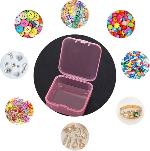 30 Pcs Small Clear Plastic Bead Organizer Box, Pink Box-Bead Organizer Box with Stickers, Mini Craft Storage Boxs with Hinged Lid, Stackable & Portable Boxs for Jewelry, Diamond Art, Small Parts in Saudi Arabia