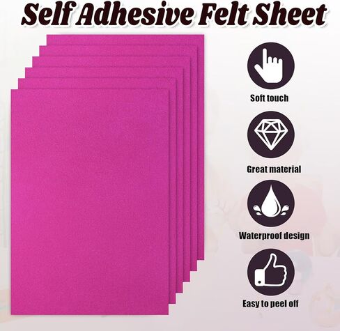 Biaungdo 6 Pcs Self Adhesive Felt Sheets, Hot Pink Felt Sheet with Adhesive Backing, 8 x 12 Inch Felts Fabric Peel and Stick Felts Liners for Arts Crafts Drawer Jewelry Box(A4 Size) in Kuwait