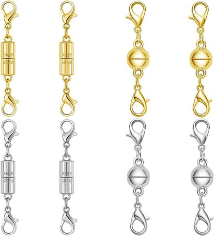 Magnetic Necklace Clasps, Magnetic Necklace Clasps and Closures for Bracelet Necklace Extender, Jewelry Chain Extender Connectors, Gold and Silver, 8 Pack (8pcs Gold Silver A) in Saudi Arabia