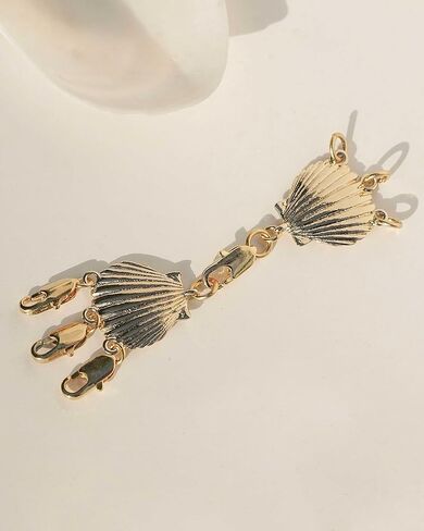Shell Layering Necklace Clasp for Women – 3-Year Color Guarantee – Waterproof, Non-Tarnish, Hypoallergenic, Gold PVD Coated – Perfect for Beach, Weddings, Holiday Gifts – Layer Up to 3 Necklaces in Saudi Arabia