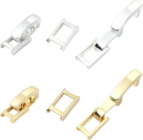LiQunSweet 10 pcs 2 Colors Brass Watch Band Clasps Foldover Extender Closure Deployment Clasps Replacement for Watch Straps Bracelet Necklace Jewelry Findings - 17×4.5mm in Kuwait