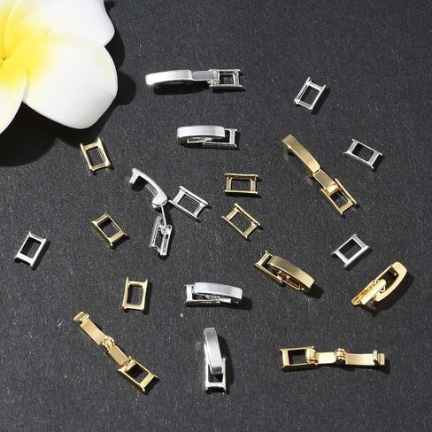 LiQunSweet 10 pcs 2 Colors Brass Watch Band Clasps Foldover Extender Closure Deployment Clasps Replacement for Watch Straps Bracelet Necklace Jewelry Findings - 17×4.5mm in Kuwait