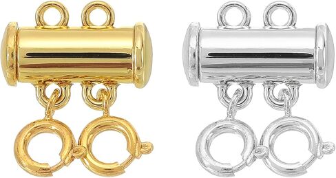 uxcell 2Pcs Layering Necklace Clasp 2 Strands Slide Tube Lock Clasp Connector for Layered Bracelet Necklace Making, Silver & Gold in Kuwait