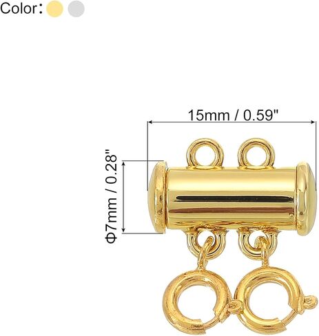 uxcell 2Pcs Layering Necklace Clasp 2 Strands Slide Tube Lock Clasp Connector for Layered Bracelet Necklace Making, Silver & Gold in Kuwait