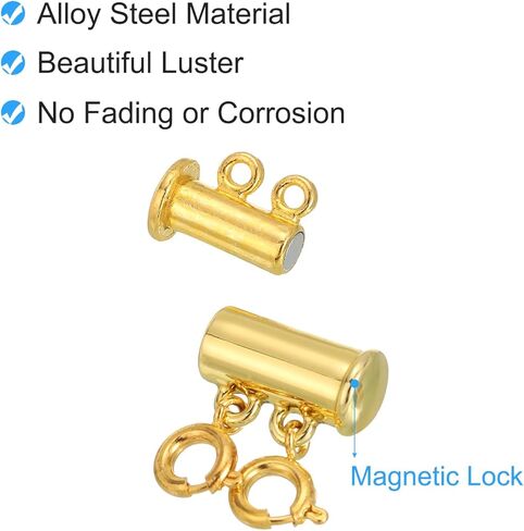 uxcell 2Pcs Layering Necklace Clasp 2 Strands Slide Tube Lock Clasp Connector for Layered Bracelet Necklace Making, Silver & Gold in Kuwait