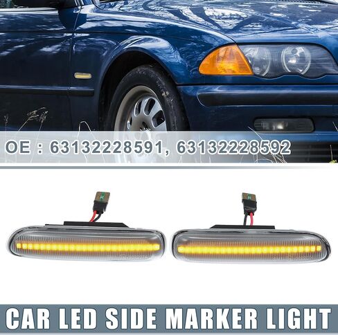 سيارة LED الجانب ماركر مكرر في المؤشر بدوره إشارة الضوء 63132228591 لسيارات BMW 323Ci 328Ci 2000 E46 البلاستيك واضحة عدسة العنبر الضوء (مجموعة من 2) in Kuwait