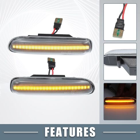 سيارة LED الجانب ماركر مكرر في المؤشر بدوره إشارة الضوء 63132228591 لسيارات BMW 323Ci 328Ci 2000 E46 البلاستيك واضحة عدسة العنبر الضوء (مجموعة من 2) in Kuwait