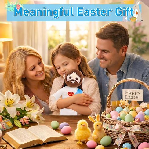 Yelakey Jesus Plush Heartbeat Vibration 13"، قلب يسوع Plushie دمية المنقذ المحشوة، أشياء مسيحية كنيسة الأحد ألعاب دينية للمدرسة، هدايا عيد الفصح للأطفال in Saudi Arabia
