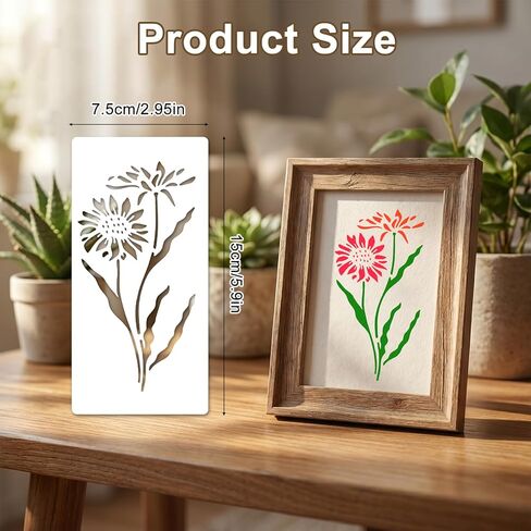 18PCS Stencils for Painting, Reusable Flower Stencils 6 x 3 Inch Floral Drawing Stencil DIY Crafts Templates with Leaf Vine Designs for Wood Wall Furniture Home Decor in Saudi Arabia