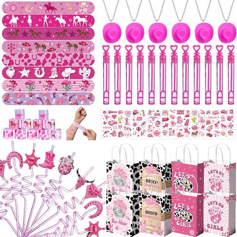 Vanblue 72 Pcs Cowgirl Party Favors Gift Disco Cowgirl Birthday Decorations Rodeo Hot Pink Horse Party Supplies Favors Gift Bags for Kids Girls Pinata Filler Classroom Rewards in Saudi Arabia