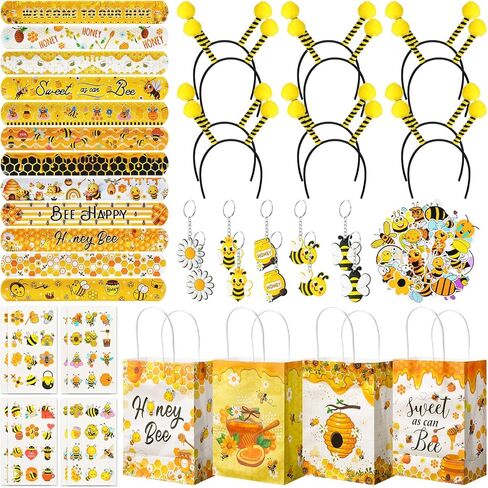 Vanblue 110 Pcs Bee Party Favors Themed Birthday Decorations Honey Bee Party Supplies Gift Bags for Classroom Decorations Class Reward Gift Prizes Goodie Bag Stuffers in Saudi Arabia